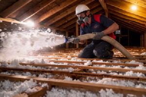 Goettl technician adding attic insulation
