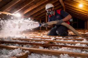 Goettl technician adding attic insulation