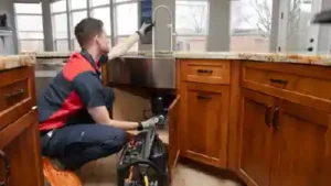 Goettl technician inspecting a sink