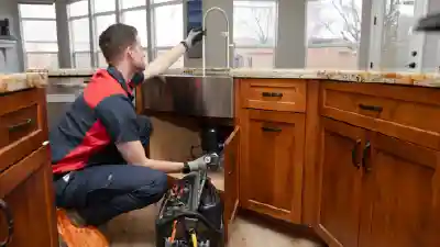 Goettl technician inspecting a sink