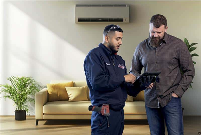 mini split installation goettl tech and client