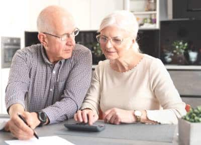 senior couple managing finances
