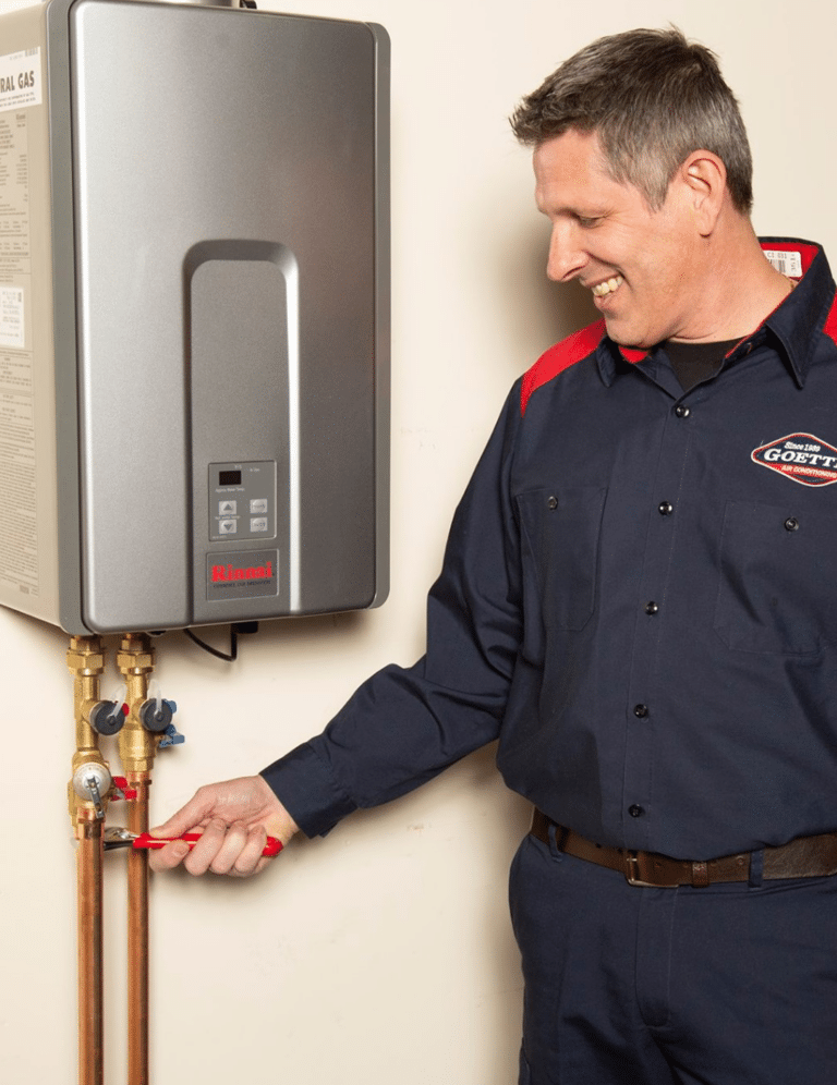 Goettl Employee Checking Water Heater Tank
